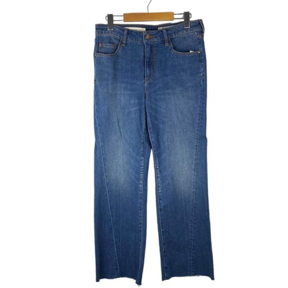 Anthropologie Pilcro and the Letterpress High Rise Flare Ankle Raw Hem Blue 29 - Picture 2 of 16